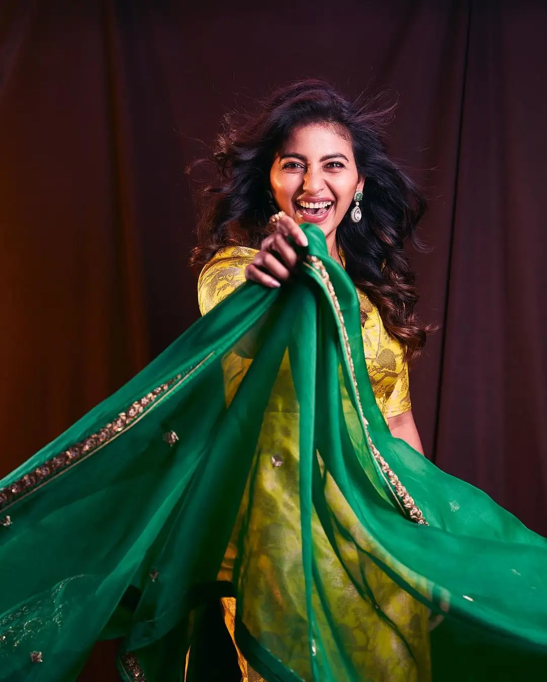 Anjali Wearing Traditional Yellow Gown Pant